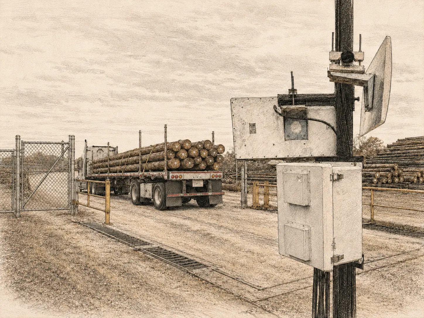 RFID portal at a utility yard truck gate